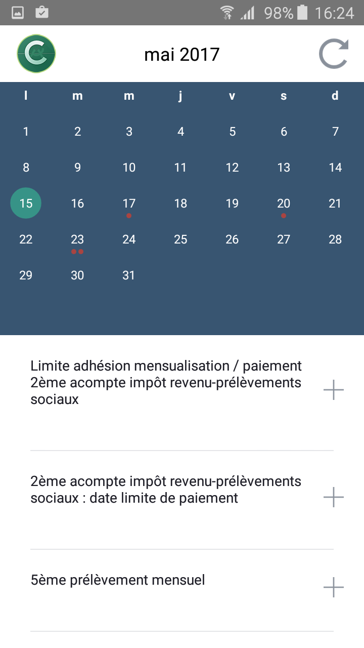 Application calendrier fiscal particuliers cap compta