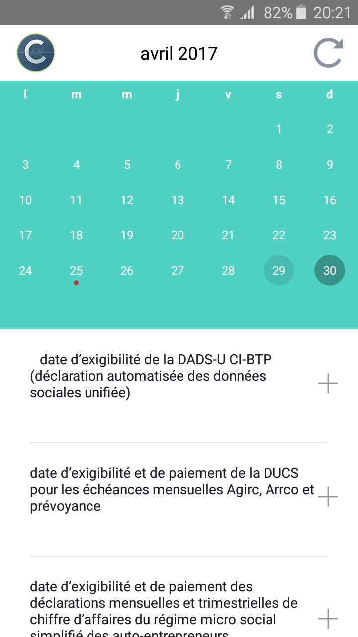 Application calendrier social professionnel cap compta